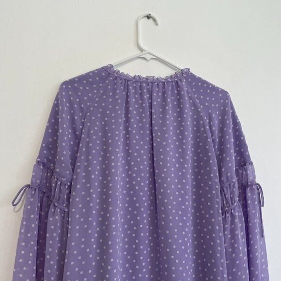 SUSAN GRAVER Printed Sheer Chiffon Raglan Sleeve Peasant Top Lilac Lavender Boho - Picture 12 of 13